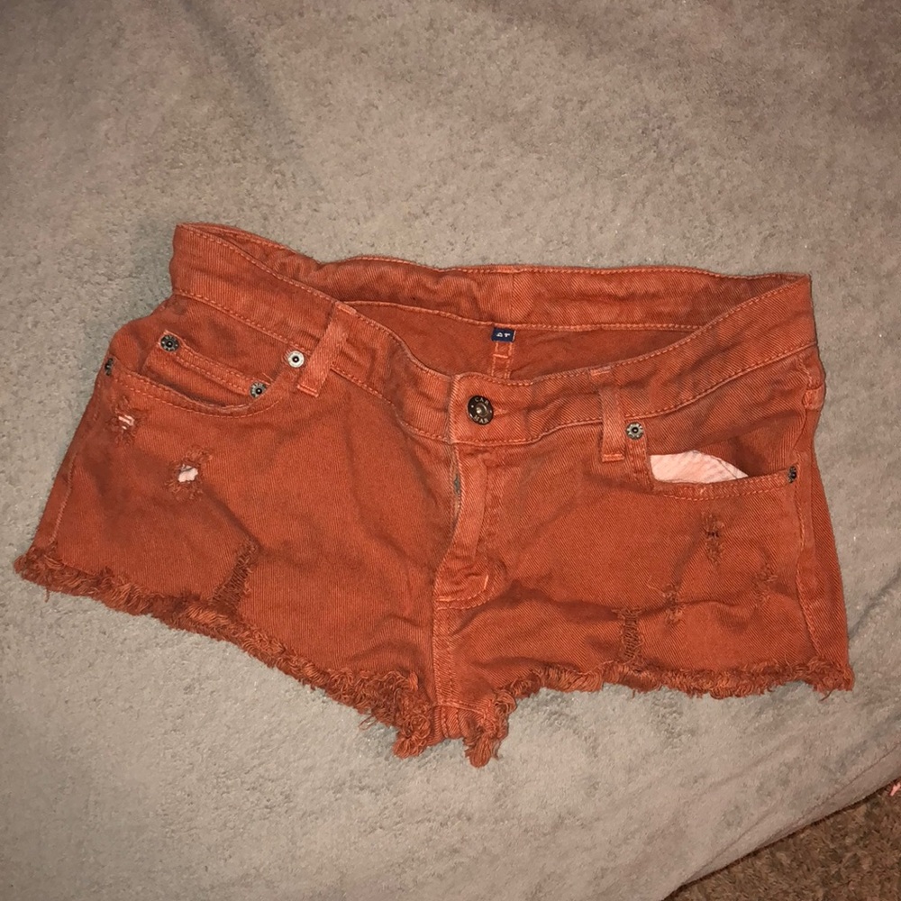 Carmar Orange/rust colored denim shorts